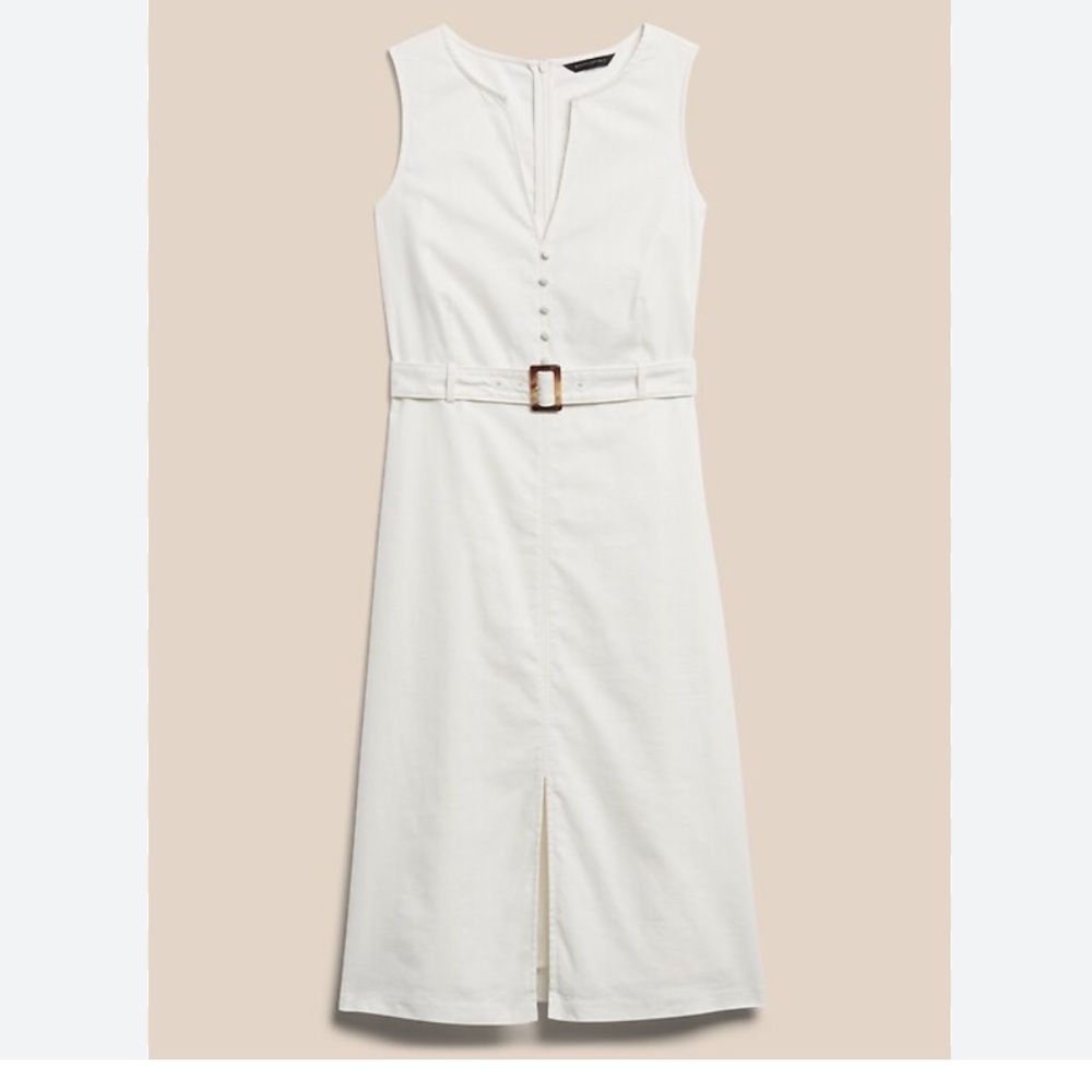Banana Republic Cream Belted Linen Dress